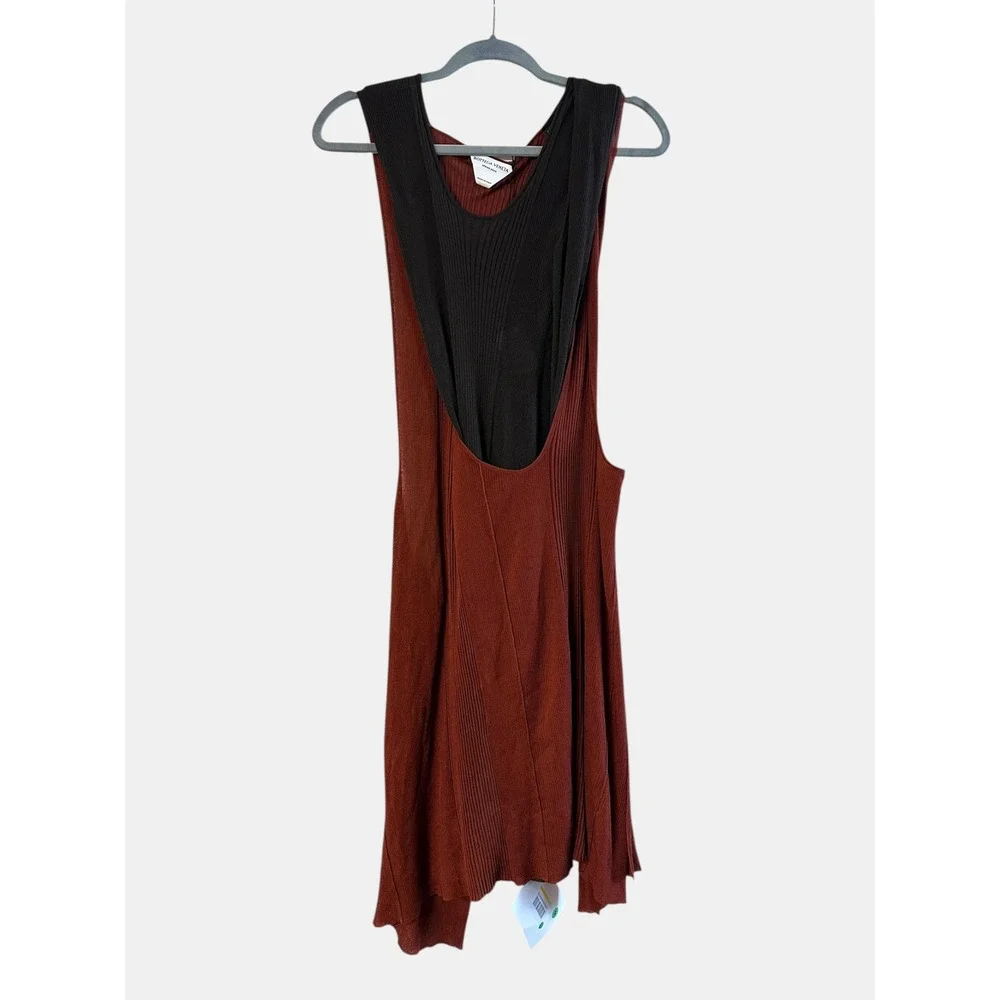 NWT Bottega Veneta SS2020 Runway Layered Fine Knit Dress IT38 Brown Rust Silk